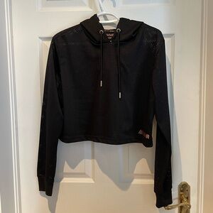 Seethrough hooded cropped long sleeve